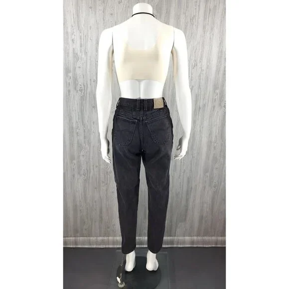 Vintage 90s Black Jean Lee Tapered Mom Jeans High Waist Retro Streetwear Basic - Picture 3 of 10
